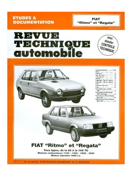 RTA392 FIAT RITMO ET REGATA ESSENCE SAUF ABARTH 1978-90