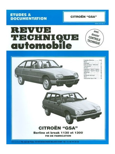 RTA399 CITROEN GSA 1130 ET 1300 1980-85