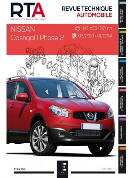 RTA805 NISSAN QASHQAI I PHASE 2 : 1.6 DCI(130 ch)03/2010à 2014