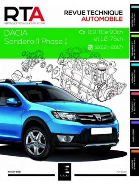 RTA826 DACIA SANDERO II PHASE 1 (2012-217) 0.9 TCE 90ch ET 1.2I 75ch