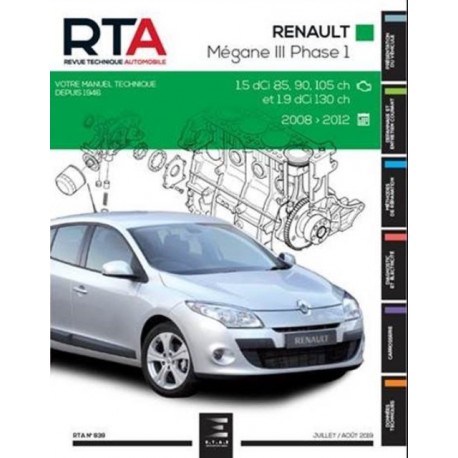 RTA839 RENAULT MEGANE III PH.1 1.5dCi 85-90-105ch 1.9dCi 130ch 08-12
