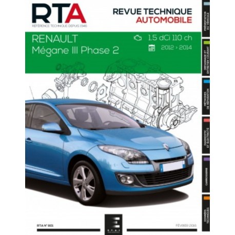 RTA801 RENAULT MEGANE III PHASE 22 1.5dCi 110ch 2012-14