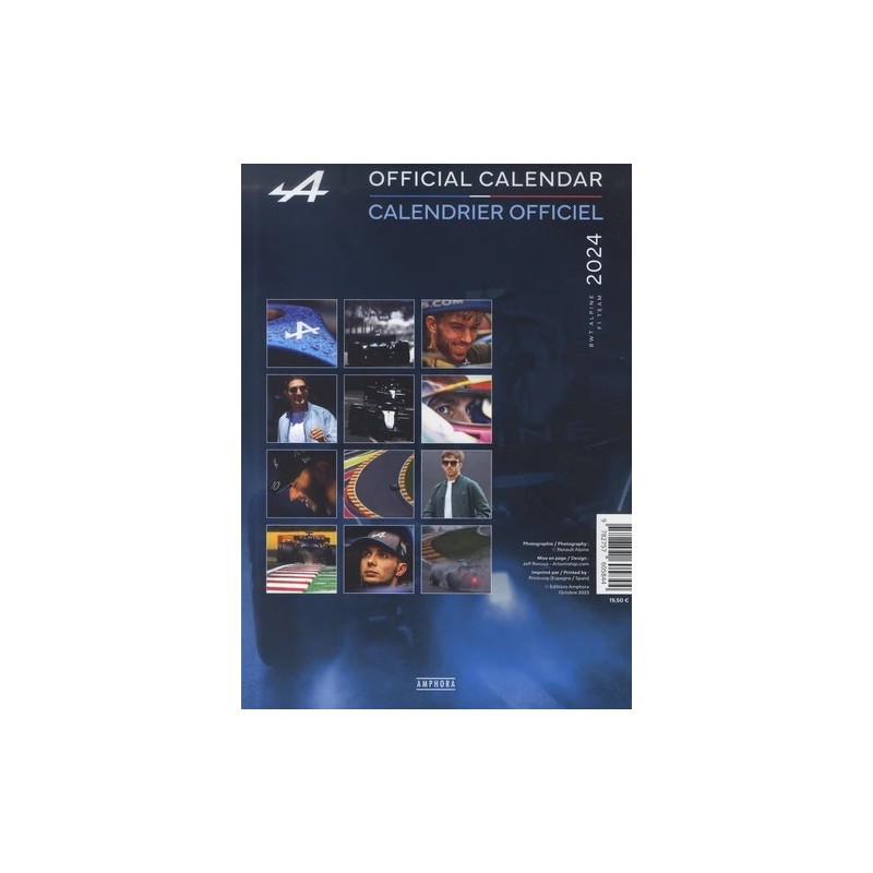 CALENDRIER OFFICIEL ALPINE 2024 Librairie Passion Automobile Paris