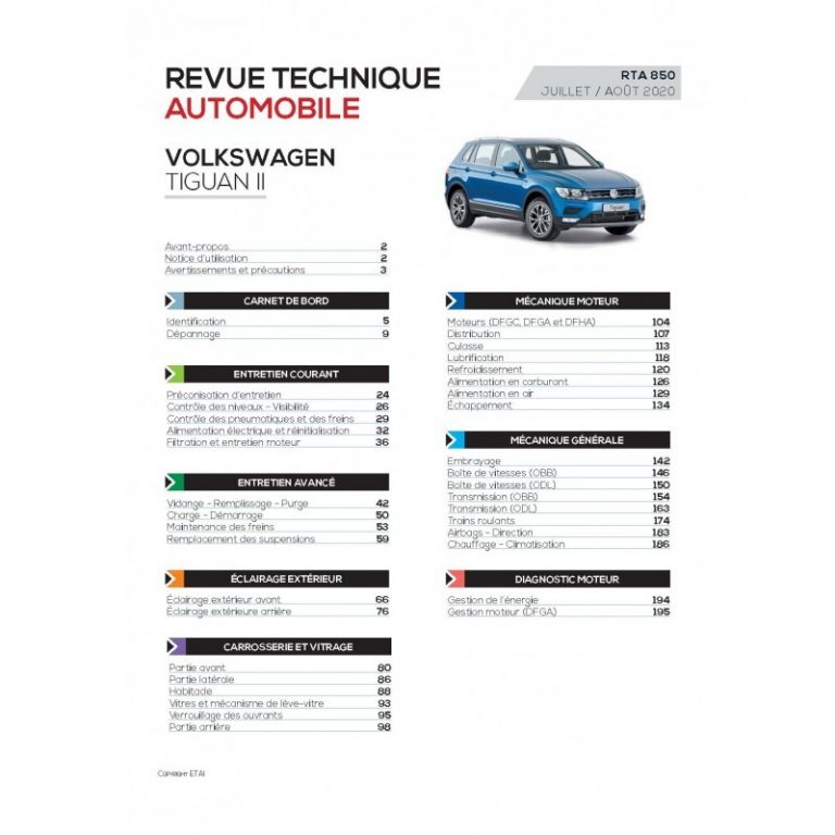 RTA850 VW TIGUAN II 2.0TDi 115, 150, 190ch DEPUIS 04-2016