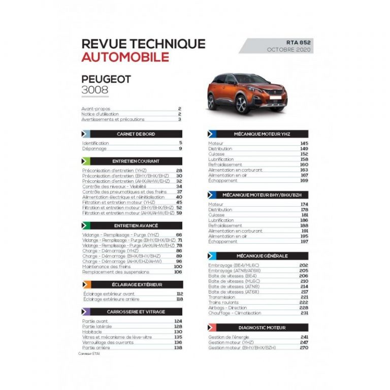 RTA852 PEUGEOT 3008 II PHASE I (2016 A 2020) - Diesel