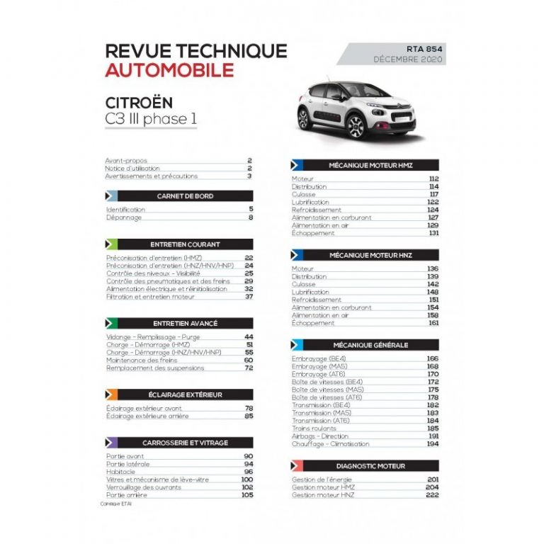 RTA854 CITROEN C3 III Ph.1 1.2i 82-110ch avec et sans FAP 2016-2020