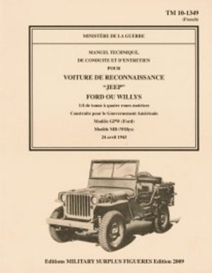 MANUEL TECHNIQUE VOITURE DE RECONNAISSANCE "JEEP" FORD OU WILLYS